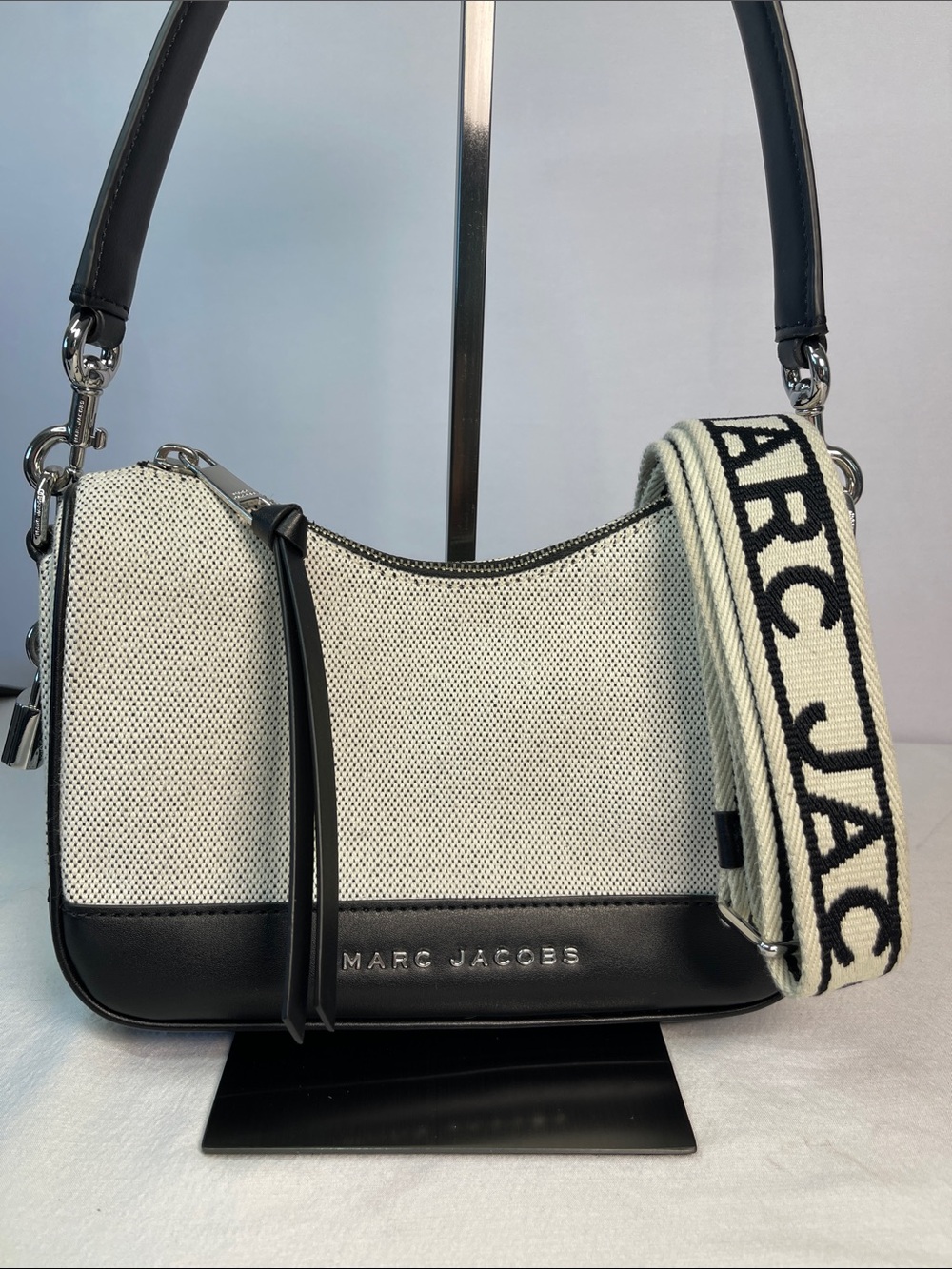 Marc Jacobs Canvas Drifter Shoulder Crossbody Bag Black Cream